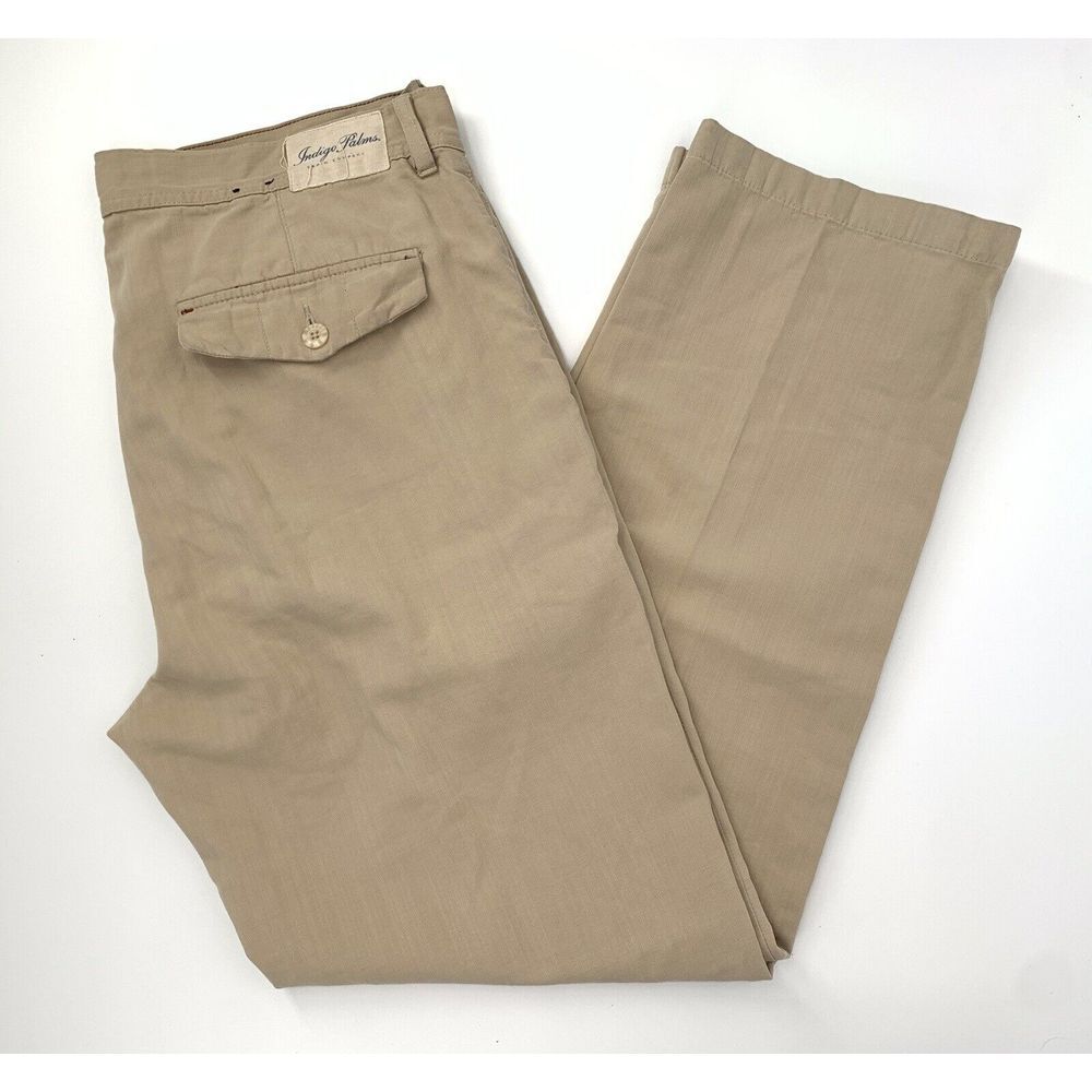 Indigo Palms Classic ChinoFit Beige Flat Front Men's Pants Size W38 L34 - Picture 7 of 10